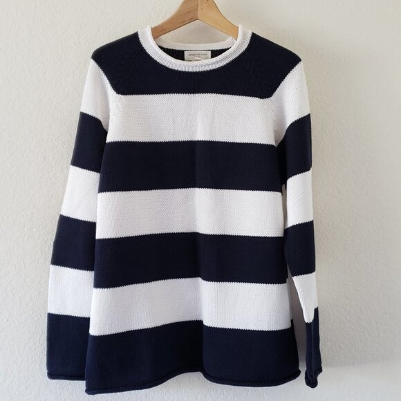 NWT - Jones New York Blue and White Stripe Oversized Sweater 100% Cotton- Size L - Picture 1 of 3